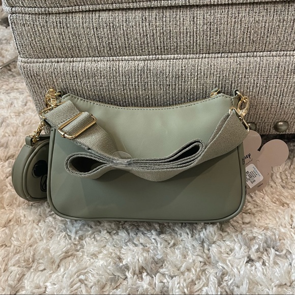DISNEY MICKEY MOUSE olive green purse with coin pouch exclusive primark bag - Picture 7 of 8